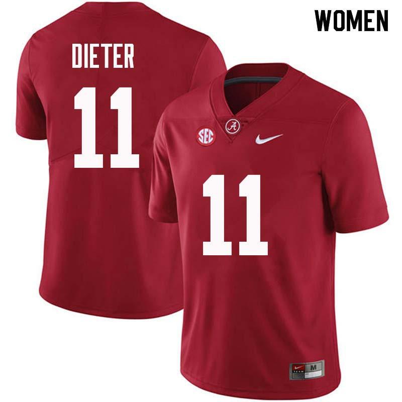 Alabama Crimson Tide Women's Gehrig Dieter #11 Crimson NCAA Nike Authentic Stitched College Football Jersey NV16T37LE